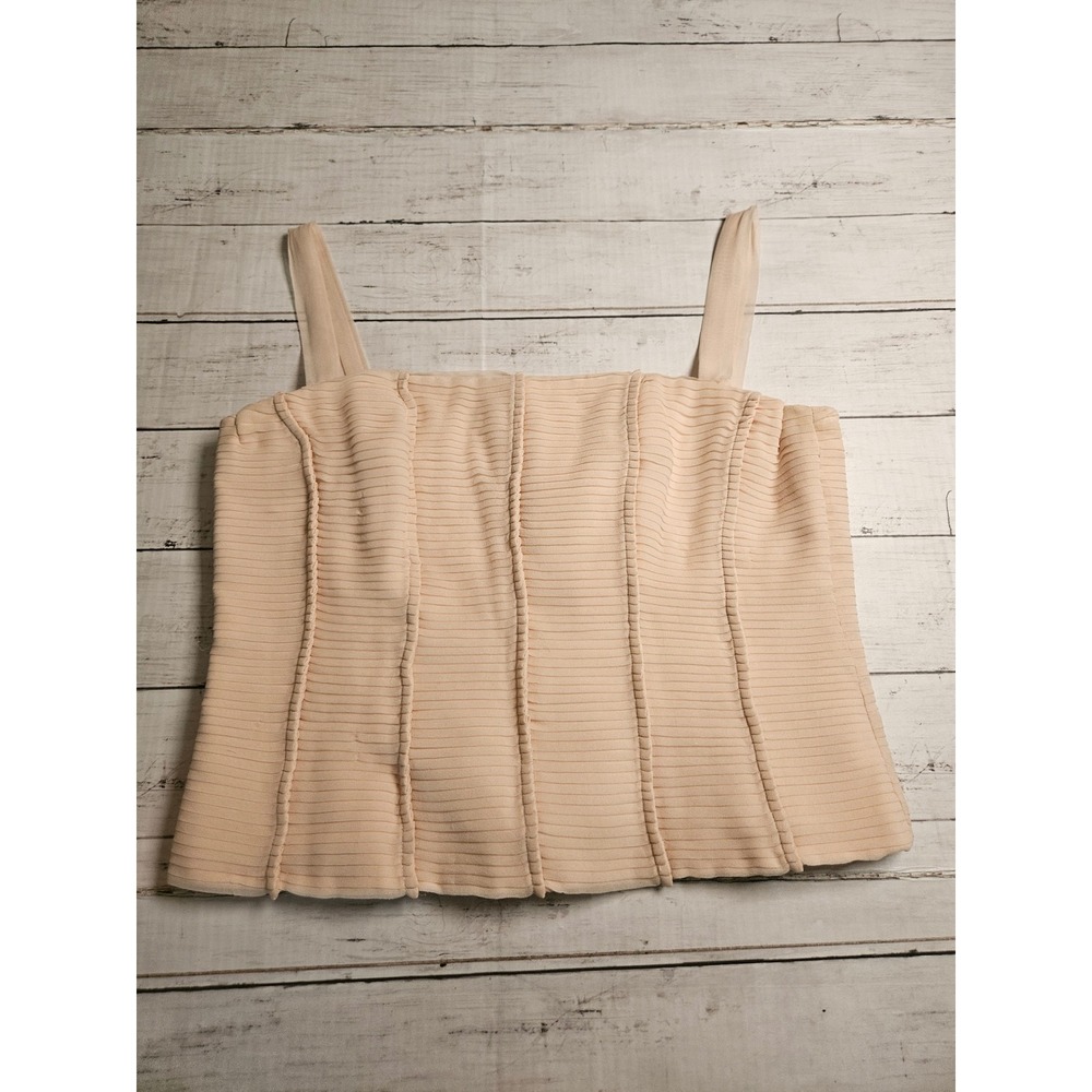 Talbots Silk Pleated Corset Style Camisole Top Peach Size 12